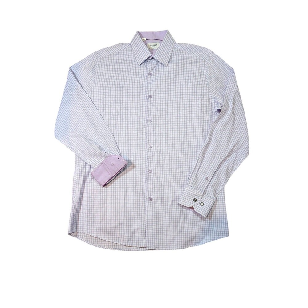 Duchamp London Men's Slim Fit Cotton Stretch Shirt Purple Size 16 Large